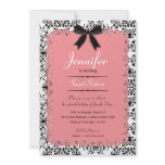 Pink Lace and Black & White Damask Sweet 16 5x7 invitations
