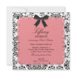 Pink Lace & BW Damask with Bow Sweet 16 Invitations