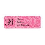 Pink lace monogram return address label