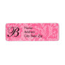 Pink lace monogram return address label