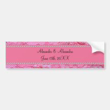 Pink lace wedding favours bumper stickers