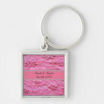 Pink lace wedding favours key chain