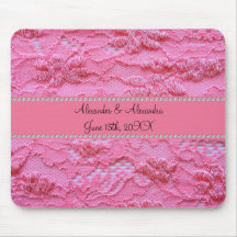 Pink lace wedding favours mouse pad