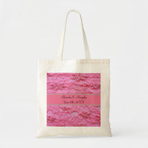 Pink lace wedding favours tote bags
