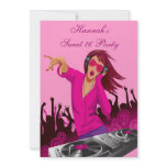 Pink Lady DJ Sweet 16 Party invitations