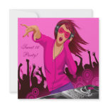 Pink Lady DJ Sweet 16 Party Invites