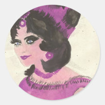 Pink Lady Round Sticker
