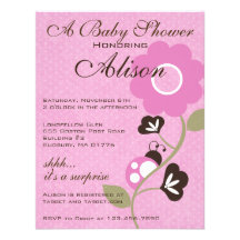 Pink Ladybug Baby Shower Invite