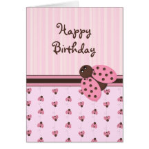 Pink Ladybug Greeting Card