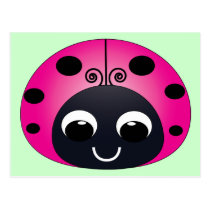 Pink Ladybug Postcard postcards