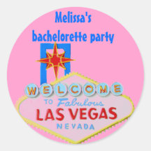 Pink Las Vegas Bachelorette Round Sticker