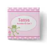 Pink Leap Frog Baby Shower Name Tag Button