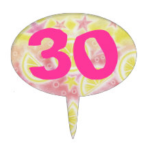 Pink Lemonade 'Age' cake pick oval