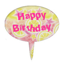 Pink Lemonade 'Happy Birthday' cake pick