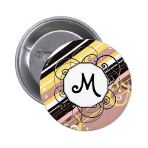 Pink Lemonade Modern-Retro Stripes with Monogram