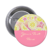 Pink Lemonade 'Your Text' button badge pink