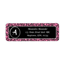 Pink Leopard Animal Print Monogrammed Return Address Label