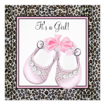 Pink Leopard Baby Shower Invitations