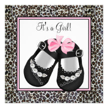 Pink Leopard Baby shower Invitations