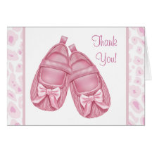 Pink Leopard Booties Baby Girl Thank You Cards