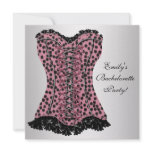 Pink Leopard Corset High Heels Bachelorette Party Custom Invite