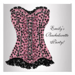 Pink Leopard Corset High Heels Bachelorette Party Custom Invite
