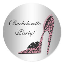 Pink Leopard High Heel Shoe Party Sticker