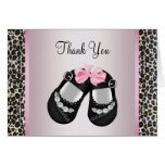 Pink Leopard Pink Black Baby Girl Shower Thank You Card