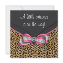 Pink Leopard Princess Baby Shower Personalized Invitation