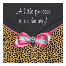 Pink Leopard Princess Baby Shower Personalized Invitation