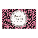 Pink Leopard Print Hair Stylist Appointment Cards business cards