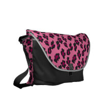 Pink Leopard Print Messenger Bag