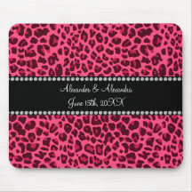 Pink leopard print wedding favors mousepad