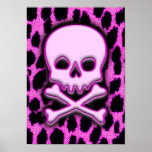 Pink Leopard Skull Posters