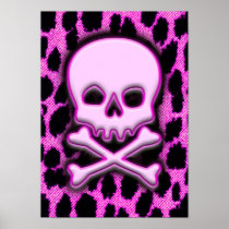 Pink Leopard Skull Posters