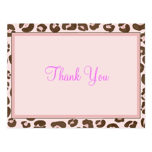 Pink Leopard Thank You Post Card