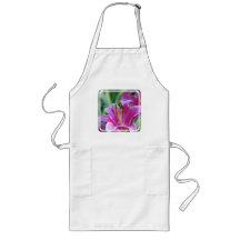 Pink Lilies  Long Apron