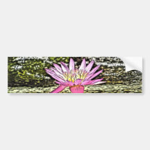 Pink Lilypad Flower Painting Bumper Stickers