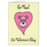 Pink Lion Cartoon. Valentines Greeting Card