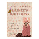 Pink Llama Birthday Invitation