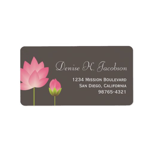 Pink lotus flower blossom grey return address personalized address labels
