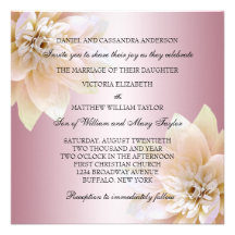 Pink Lotus Flower Wedding Announcement