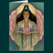 "Pink Lotus Heart" Kuan Yin Greeting Card cards