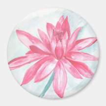 pink lotus watercolor painting refrigerator magnets