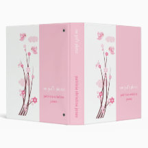 Pink Love Birds Spring Flowers Baby Album 3 Ring Binder