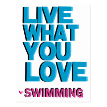 Pink Love Swimming Gifts Post Card