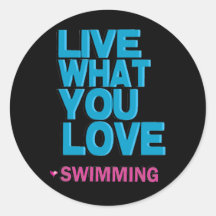 Pink Love Swimming Gifts Stickers