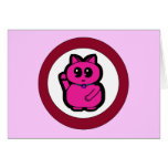 Pink Lucky Cat Greeting Cards