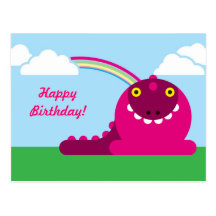 Pink Mad Dragon Birthday Post Card