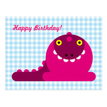 Pink Mad Dragon Birthday Postcards